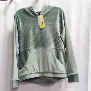 New green velvet hoodie for girls, size L - All in Motion™